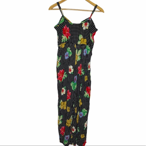 ASOS Design Black Floral Print polka Dot Jumpsuit - Picture 4 of 9